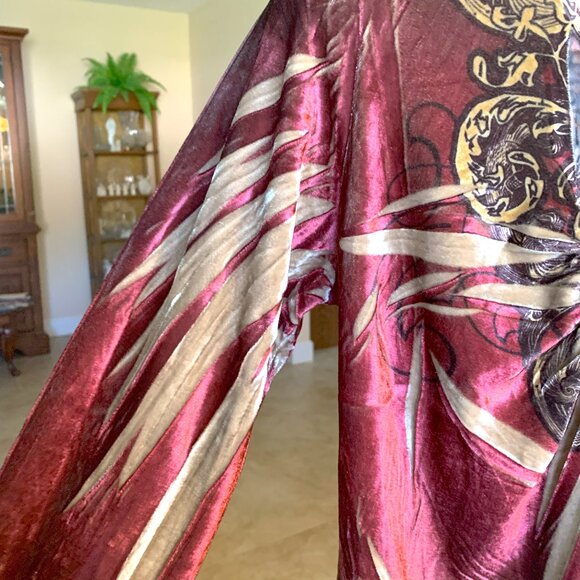 NWOT Style & Co Burgundy/Gold Poly Velveteen Print Top size Medium - 49.00 - Picture 6 of 6